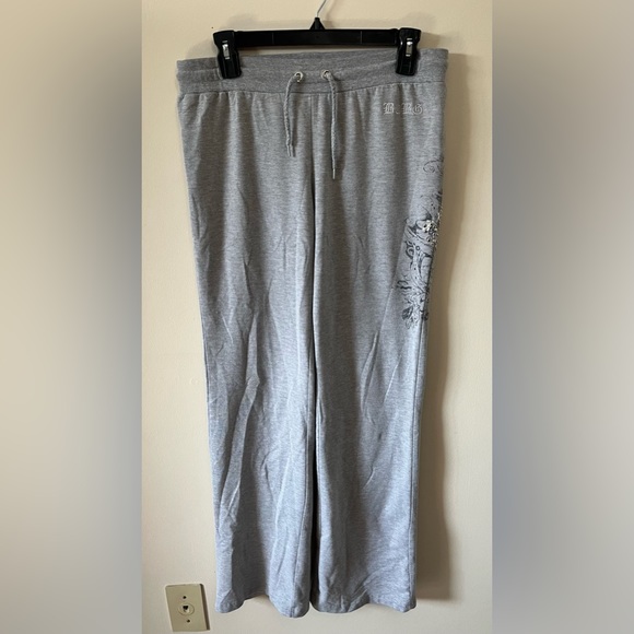 Grey Flared Leg Comfy Joggers w/ Beautiful Y2K Design On Side Of Leg! - Picture 2 of 6